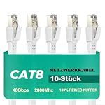 Ercielook – Ercielook Cat8 LAN-Kabel Kurz 0,5m Flach 40 Gbit/s Metall-RJ
