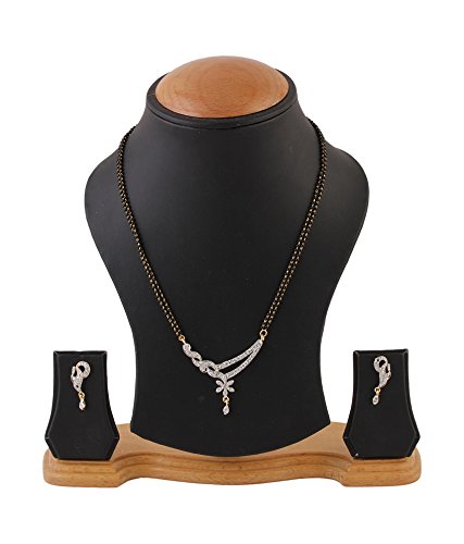 American Diamond Mangalsutra Set with Chain & Earrings (Style 4)