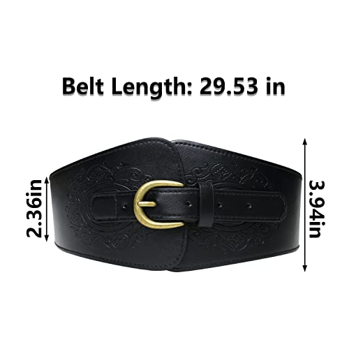 Namzi Women's Black Leather Corset Belt, Thick Waist Cincher Belt with Adjustable Lacing, Wide Waist Trainer for Body2