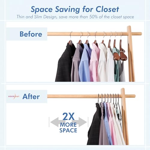 House Day HDTU16560 Black Plastic Hangers 60 Pack, Clothes Hangers With Non Slip Hooks, Durable & Space Saving Coat Hanger, Light-Weight Clothing Hangers, Perfect Closet Organizer thumb #2