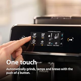 Philips 2200 Series Fully Automatic Espresso Machine, Classic Milk Frother, 2 Coffee Varieties, Intuitive Touch Display, 100% Ceramic Grinder, AquaClean Filter, Aroma Seal, Black (EP2220/14)