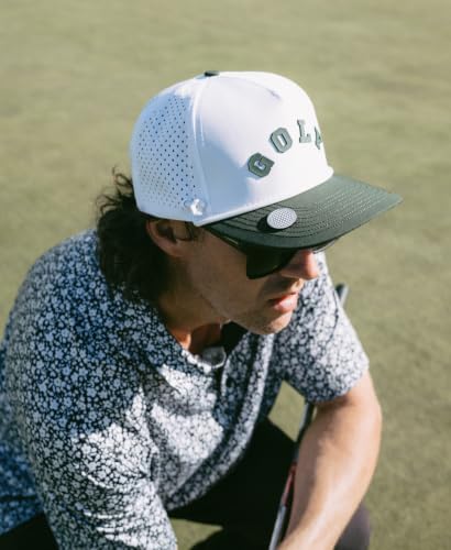 Image of BRIMZ Golf Performance Hat - Tee Holder & Magnetic Brim - Breathable Sweat & Water Resistant Golfing Snapback Cap