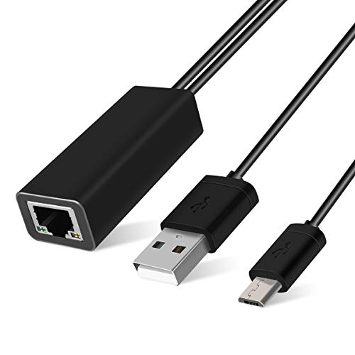 anmu Ethernet Adaptador, Micro USB a RJ45 LAN Adaptador Tarjeta de Red para Chromecast 1/2/Ultra, de Red Adaptador Convertidor para Chromecast Ultra, Chromecast Audio y más F TV Stick 2 y más