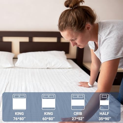 Image of Grounding Sheets Queen Size, Grounding Bed Sheets 60x80 Inch with Grounding Cord for Sleep Wellness, White