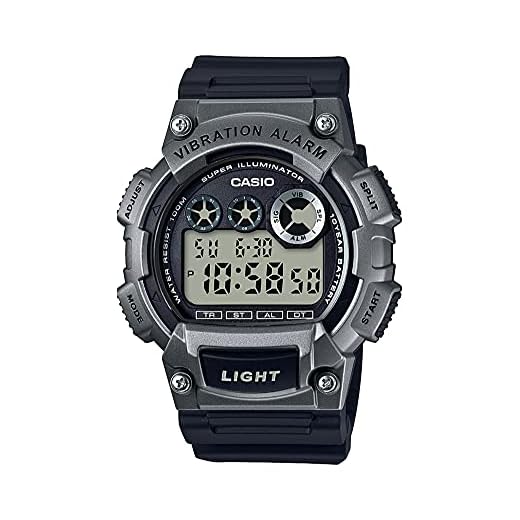 Casio Men's 'Super Illuminator' Quartz Resin Casual Watch, Color:Black (Model: W-735H-1A3VCF)
