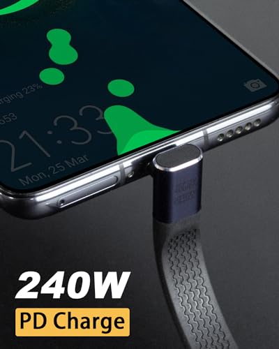 Image of Poyiccot 5 inch Short USB-C Cable 90 Degree, Up & Down Short USB-C to USB C Cable, 40Gbps 240W Type-C to Type C Extension Cord Support Thunderbolt 4 with iPhone 15, MacBook, Galaxy S23, External SSD