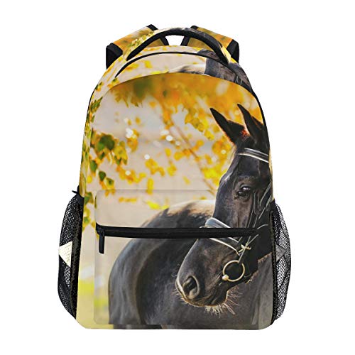Cheval Noir dans Le Sac à Dos d'école d'automne pour Le Sac de Voyage de Sac de Voyage d'enfants de Filles de garçons