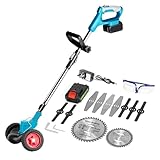 Kabelloser Rasentrimmer, 7,6 cm, leichtes Rasenmäher-Werkzeug mit 3 Klingen, 21 V Li-Ion, batteriebetrieben, für Garten und Hof