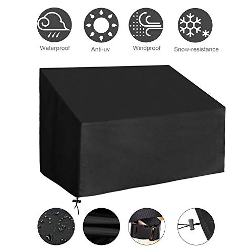 Xiliy Housse de Protection pour Banc de Jardin 2 Places en Polyester Oxford 420D imperméable et Respirant Protection UV Noir 134 x 66 x 63/89 cm