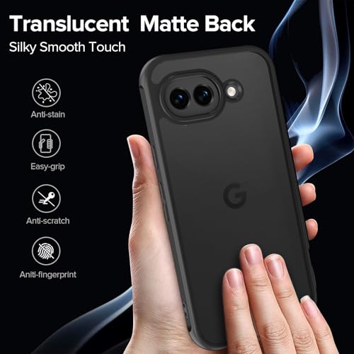 ivoler Funda Mate Negro para Google Pixel 10a con 2 Piezas Cristal Templado, [Protección Militar] Carcasa Protectora Antigolpes Trasera Translúcida Antihuellas Antiarañazos Duro Bumper Case - imagen 6