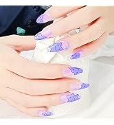 Jofay Fashion Press on nails,Almond Acrylic Press on Fake Nails Kit Full Cover Medium Clear Desig...