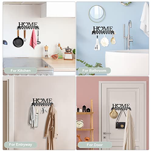 Relbro Key Holder Wall Mounted, Black Metal Key Holder For Wall Decorative Home Key Rack Hooks Key Hanger With 10 Hooks For Entryway Doorway Hallway Office 2 Installation Ways 10.27'' X 3.62'' #TOP5
