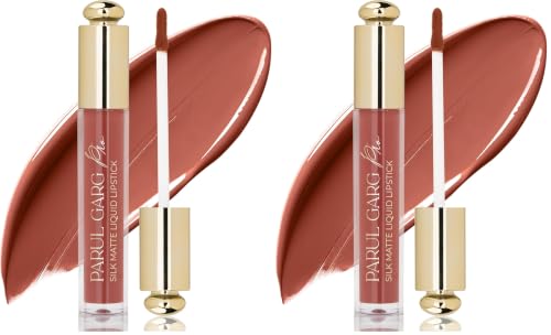 Image of Parul Garg Beauty Silk Matte Liquid Lipstick | Long-Lasting & Smudge-Proof | Soft Matte Finish | Vegan & Clean Beauty | Hydrates with Shea Butter & Vitamin E | Shade: Daisy 16 - Soft Brown, 3ml