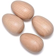 4 PCS Wood Egg Shakers Set, Musical Percussion Instruments, Natural Finish