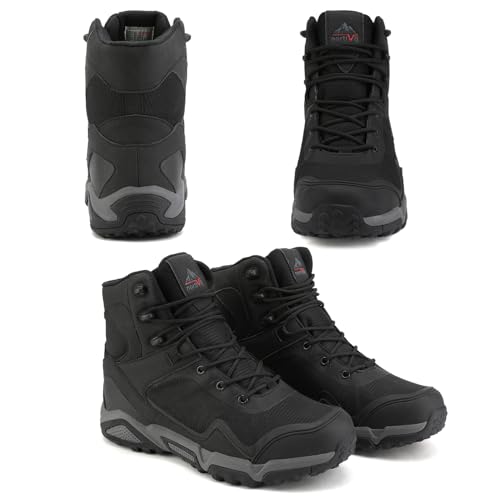 NORTIV 8 NORTIV 8 Men's Mid Waterproof Hiking Boots Outdoor Lightweight Trekking Mountaineering Camping Shoes,Size 12,All Black,JS19005M