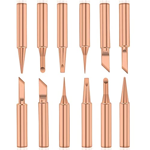 Treki 12PCS Pannes à Souder Cuivre Pur Pointe de Fer à Souder Sans Plomb 900M-T Outil de Soudage pour Station de Soudure Pour Radio Shack Yihua Hakko Atten...