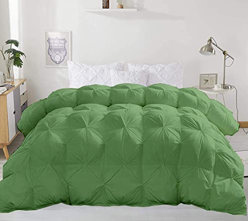 Luxurious Comforter 1200-TC All Season Down Alternative Queen Size 88 x 92 Inches Pinch Pleated/Pintuck Comforter Egyptian Cotton 600 GSM Micro Fill Power & All Side Corner Tabs