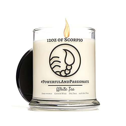 Golden Tail Candle Co. – Scorpio – White Tea, All-Natural Soy Zodiac Birthday Gifts Candle, 12oz
