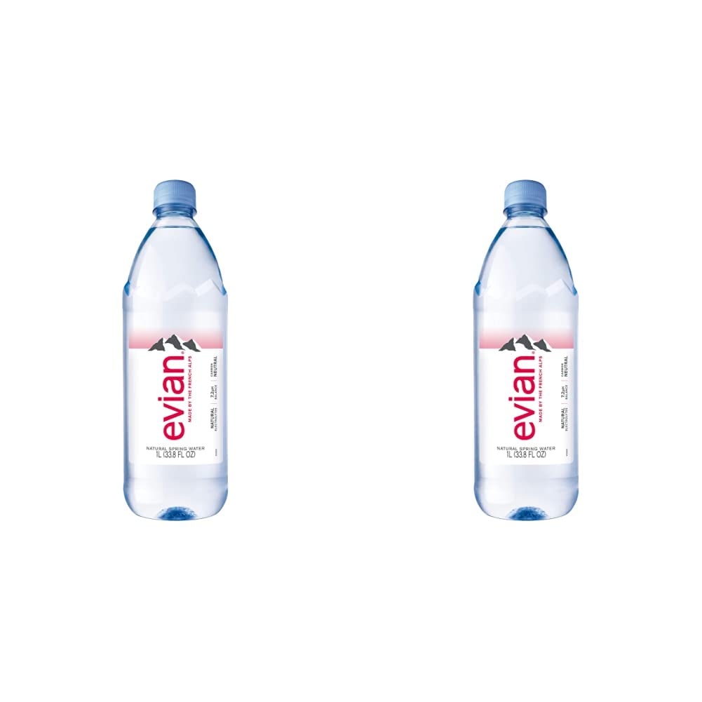 Photo 1 of Evian Natural Spring Water, Naturally Filtered, 1 Liter Bottle (33.8 Fluid Ounces) (Pack of 6) 