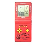 CZT Großbild-Ziegel Spielkonsole klassisches Puzzle eingebaut 23 Spiele Geschwindigkeit/Schwierigkeitsgrad einstellbar mit 2 AA-Batterien (Nicht im Lieferumfang enthalten) (Rot)