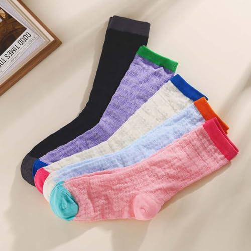 Image of Campsis Women Lace Socks Colorful Sheer Socks Ultrathin Lace Ankle Sock Fashion Hollw Out Casual Sock(5 Pairs), Styleb