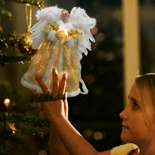 Ángel para árbol de Navidad con iluminación elegante para una decoración sofisticada en el hogar 3