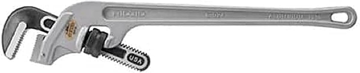 RIDGID 90127 E-924 Llave de tubo de extremo de aluminio de 24"con capacidad de tubo de 3", llave de plomería de extremo de aluminio 40% más ligera con mango en ángulo