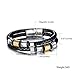 OPK Men Jewelry Braided Leather Wrap Bracelet Stainless Steel Buckle Double Strand Wristband, Black
