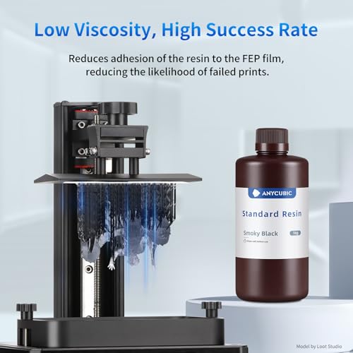 Image of ANYCUBIC 3D Printer Resin, 405nm SLA UV-Curing Resin with High Precision and Quick Curing & Excellent Fluidity for LCD 3D Printing (Smoky Black, 1kg)