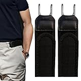 FLYGRRIV Gürtel Ohne Schnalle, Elastischer Schnallenloser Gürtel Herren & Damen, Buckle Less Belt mit Metallhaken, Verstellbar mit Klettverschluss, Komfortabel und Einfach zu Bedienen (2 Stück)