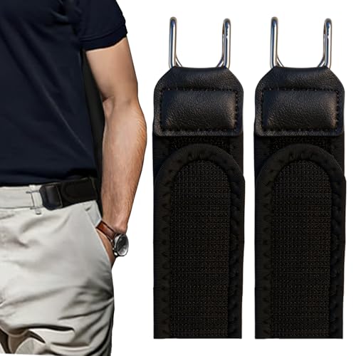 FLYGRRIV Gürtel Ohne Schnalle, Elastischer Schnallenloser Gürtel Herren & Damen, Buckle Less Belt mit Metallhaken, Verstellbar mit Klettverschluss, Komfortabel und Einfach zu Bedienen (2 Stück)