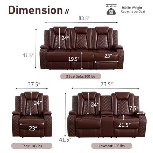 Luxury leather sofa set