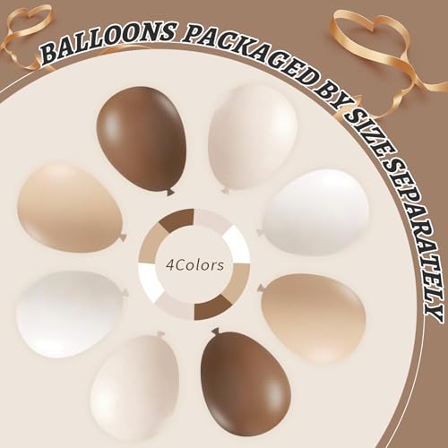 Image of 412Pcs Netural Balloon Garland Arch Kit, 5 10 12 18inch Brown Balloon Garland Arch Kit for Birthday Teddy Bear Baby Shower Neutral Party Decoration