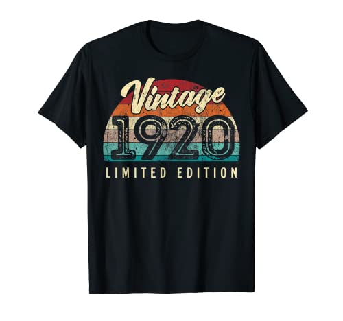 Vintage 1920 Edición Limitada 102 Años 102 Cumpleaños Camiseta