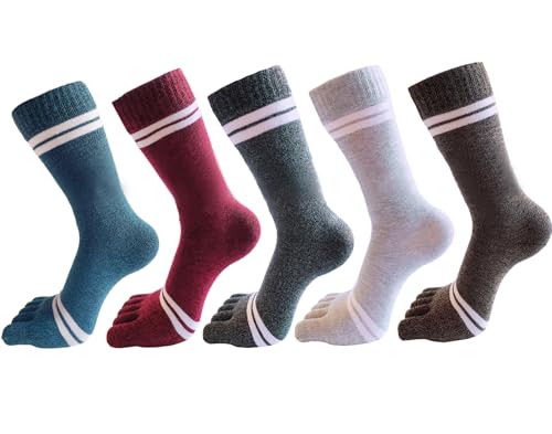 Toe Socks Cotton Crew Five Finger Socks Running Athletic for Men Women 5 Pack