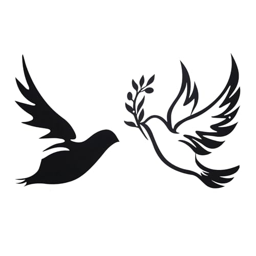 Artkingdome 2Pcs Metal Love Birds Hollow Out Hanging Wall Art, School Room Bed Wall Decoration Home Decoration for Outdoor Garden & Indoor Decor, Rust-Proof Patio Fence Black