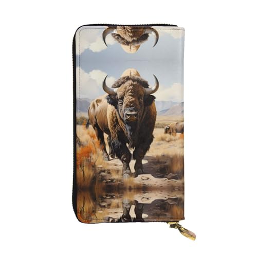 Porte-cartes de crédit portefeuille cuir long bison fini les cartes perdues