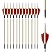 EinMAIQi 12 Pcs Bamboo and Wooden Feather Arrows Stainless Steels Tips, 13 Inch Handmade Wooden Arrow for Mini Compound Bow Mini Recurve Bow Mini Hunting Bow Arrows Set (Red)