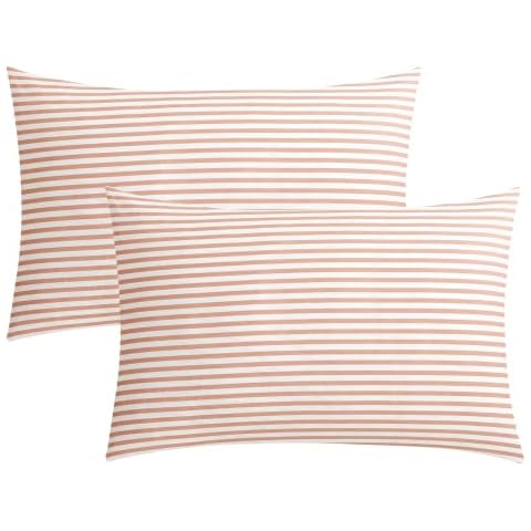 JELLYMONI 100% Natural Cotton Striped Pillowcases Set Cover
