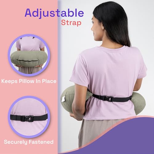 Image of Wakefit Nursing Pillow for Breastfeeding & Baby Care | 5 in 1 Feeding Pillow with Bamboo Waterproof Removable Cover | Super Soft & Machine Washable Waterproof Cover | Iron Grey