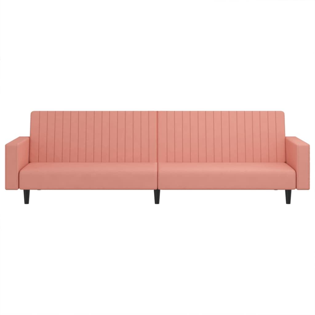 Sofa z funkcją spania 2-osobowa, różowy aksamit, 220 x 84,5 x 69 cm, wymienna, do salonu, pokoju gościnnego, wygodna sofa do spania, wytrzymała konstrukcja