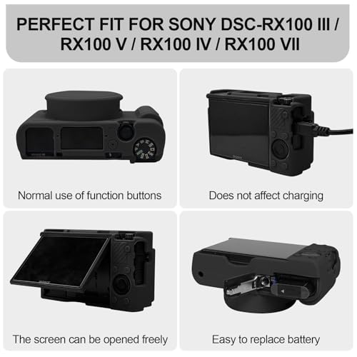 Funda de silicona para Sony RX100 III a VII color negro miniatura 3