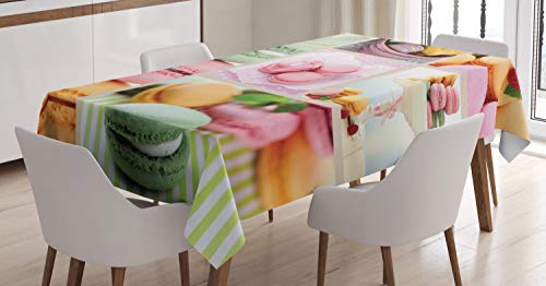 ABAKUHAUS Coloré Nappe, Français Macaron Café, Linge de Table Rectangulaire pour Salle à Manger Décor de Cuisine, 140 cm x 200 cm, Multicolore