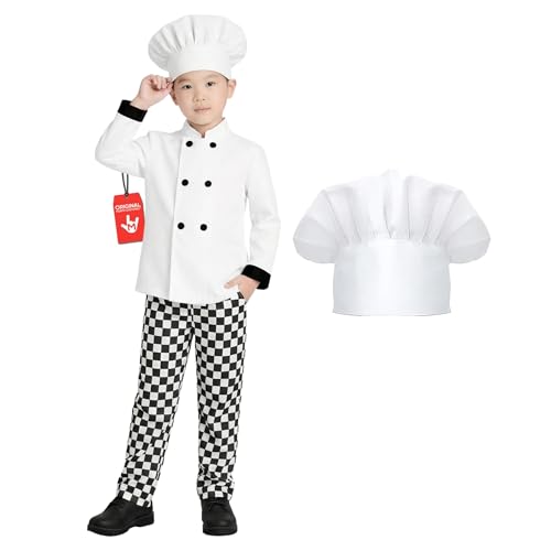 Fun Shack Déguisement Cuisinier Enfant, Costume Chef avec Toque, Tenue Carnaval Enfant, M