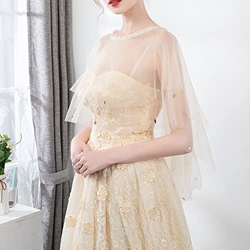Wedding Capes Soft Tulle Shawls and Wraps Double-Layer Bridesmaid Capelet Shrug Shawls for Formal Party Evening Dress White3