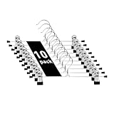 ID MAX Clothes Hangers Adjustable Heavy Duty Hangers with Non-Slip Clips Pants Hangers Stainless Steel Skirt Coat Suit Hangers Stackable Coat Hangers Clothes Hook Space Saving (10 Pack)