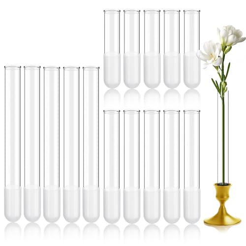 Ninehaoou 15 Pack 3.9",5.9",7.9" Glass Bud Vase Taper Candle Holder