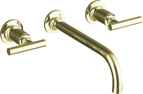 Kohler T14414-4-AF Purist® Wall-Mount Bathroom Sink Faucet Trim with Lever Handles, 1.2 gpm, Vibrant French Gold
