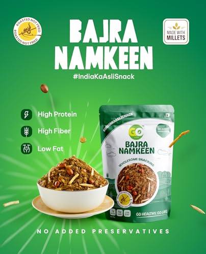 Image of GO LIFE Bajra Namkeen (250G) | Healthy & Tasty Millet Snack | Roasted Not Fried, Protein-Rich, High Fiber, Gluten-Free, Zero Preservatives | Perfect Diet Snack | Anytime Snacking