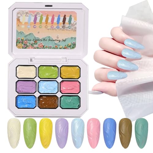 Esmalte de uñas – 9 colores altamente pigmentados y duraderos, degradados luminosos de gel para uñas, adecuado para modelar, diseño, impresión y estampado para mujeres y niñas